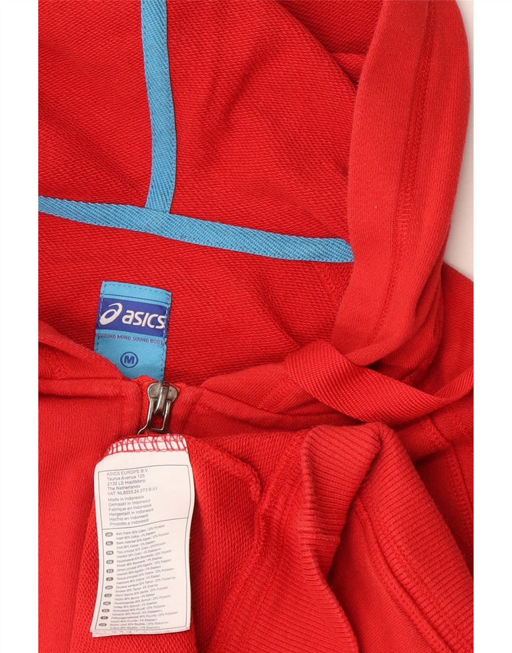 Męski sweter z kapturem i zamkiem błyskawicznym Asics, średnioczerwony, bawełniany