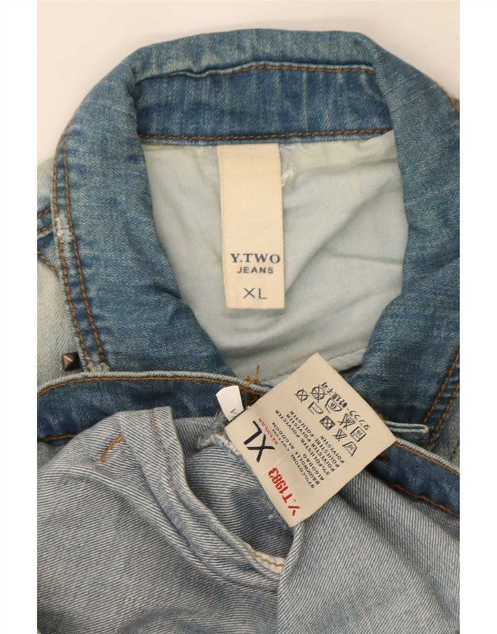 Vintage męska kurtka dżinsowa w trudnej sytuacji UK 42 XL niebieska bawełna