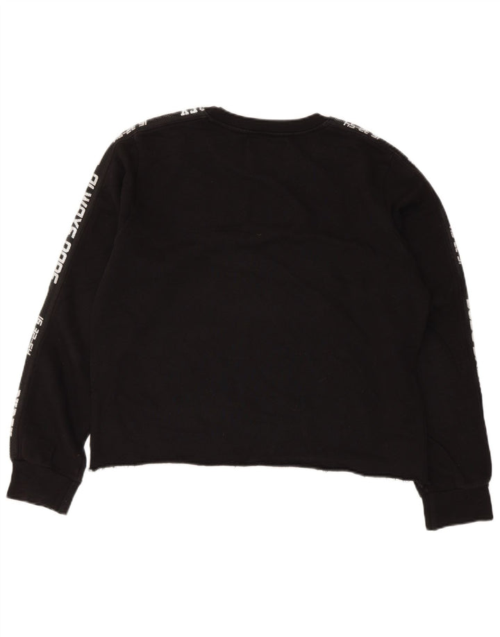 Damska bluza PYREX Crop Graphic Jumper UK 16, duża czarna bawełna