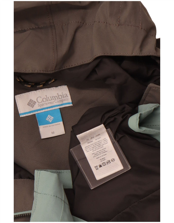 Damski płaszcz przeciwdeszczowy z kapturem COLUMBIA UK 14, poliester w kolorze średniej zieleni