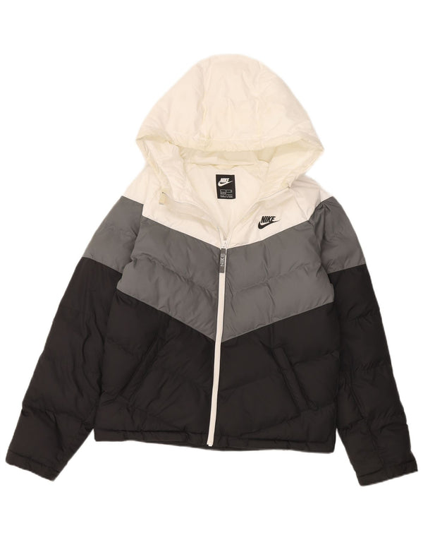 Chłopięca wyściełana kurtka z kapturem Nike 13-14 lat XL, wielokolorowa, z blokami kolorów