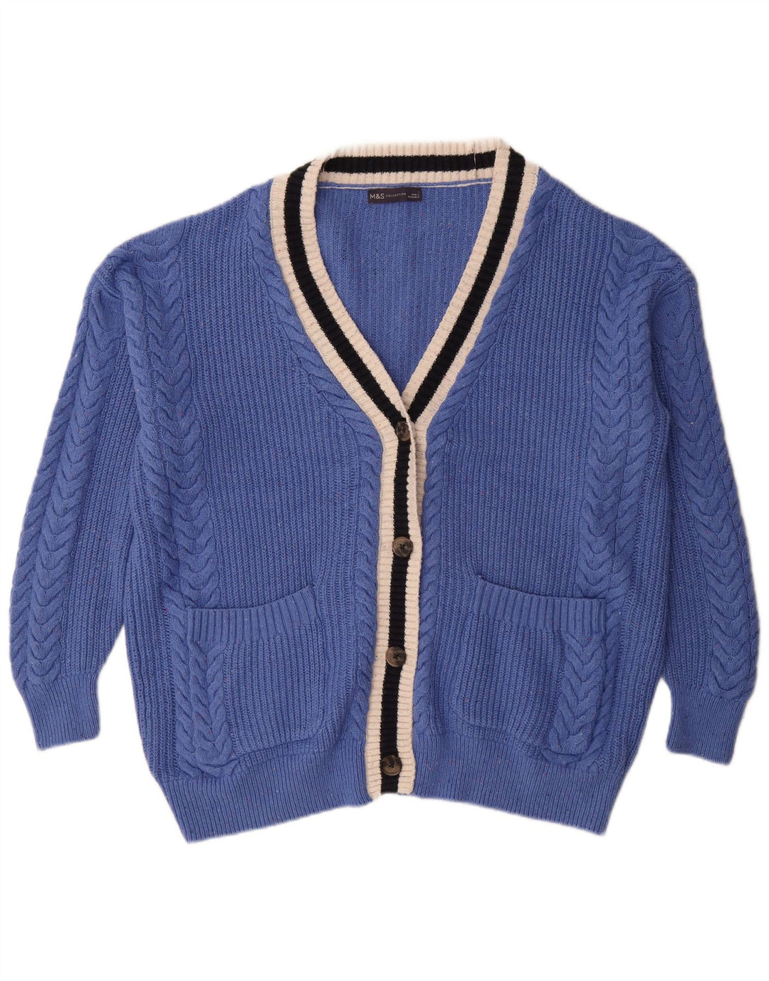 Marks & Spencer Damski sweter oversize UK 16, duży, niebieski, bawełniany