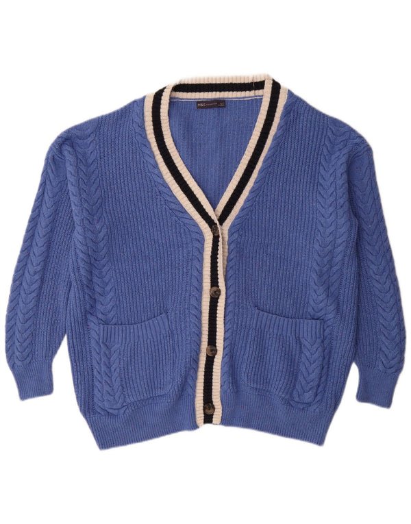 Marks & Spencer Damski sweter oversize UK 16, duży, niebieski, bawełniany