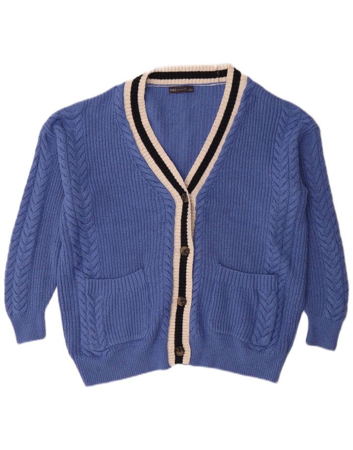 Marks & Spencer Damski sweter oversize UK 16, duży, niebieski, bawełniany