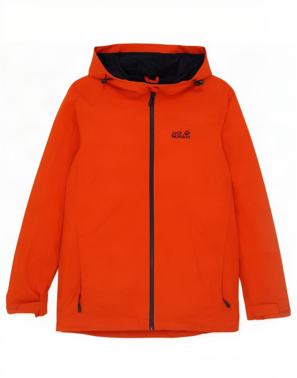 Jack Wolfskin Mens Hooded Rain Jacket UK 40/42 Large Orange Sports