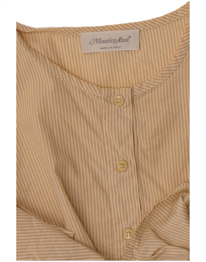 Damska bluzka koszulowa z krótkim rękawem Maurice Abot UK 14 w kolorze średniego beżu w prążki