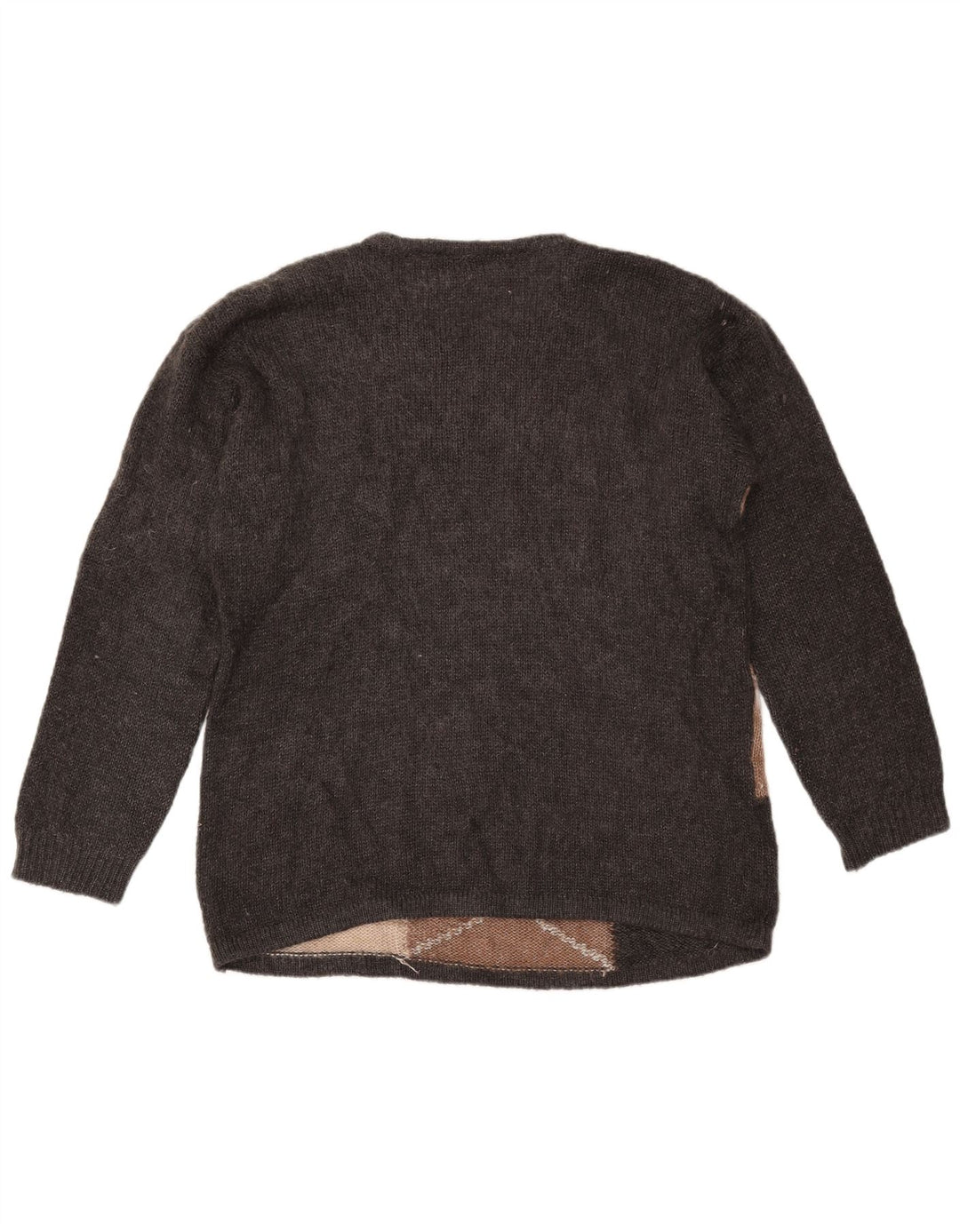 Sweter damski VINTAGE z dekoltem w łódkę UK 16, duży, szary, geometryczny