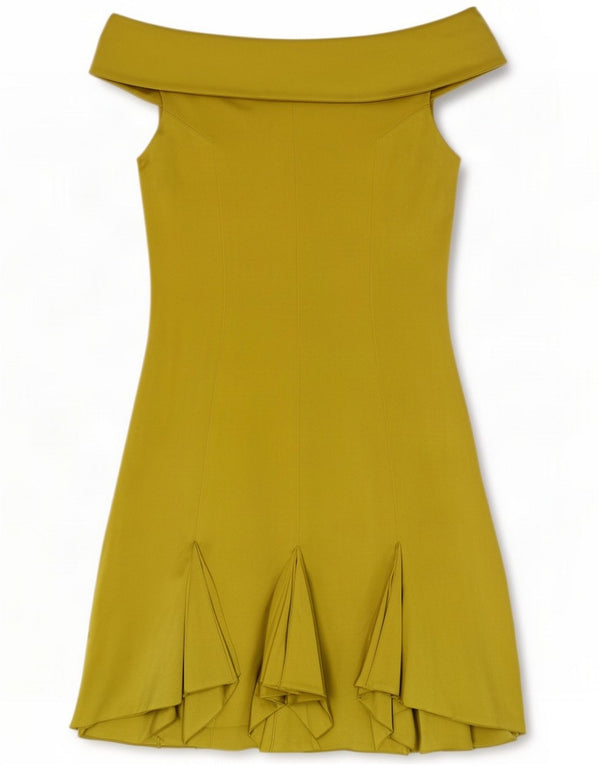 Karen Millen Damska sukienka z odkrytymi ramionami UK 8 Small Green Silk
