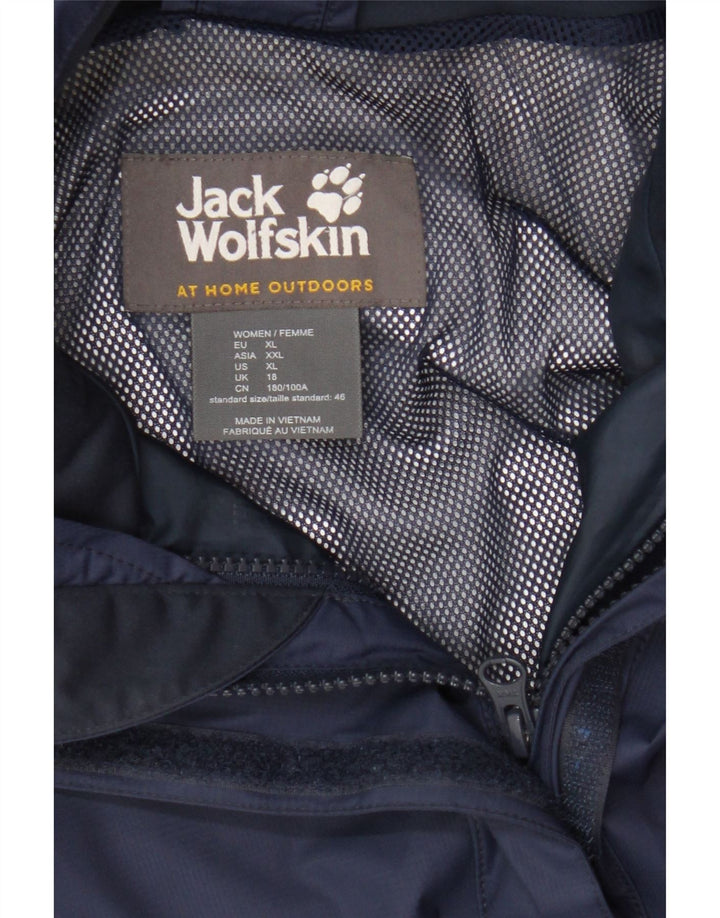 Damska kurtka przeciwdeszczowa z kapturem Jack Wolfskin UK 18 XL Granatowy poliamid