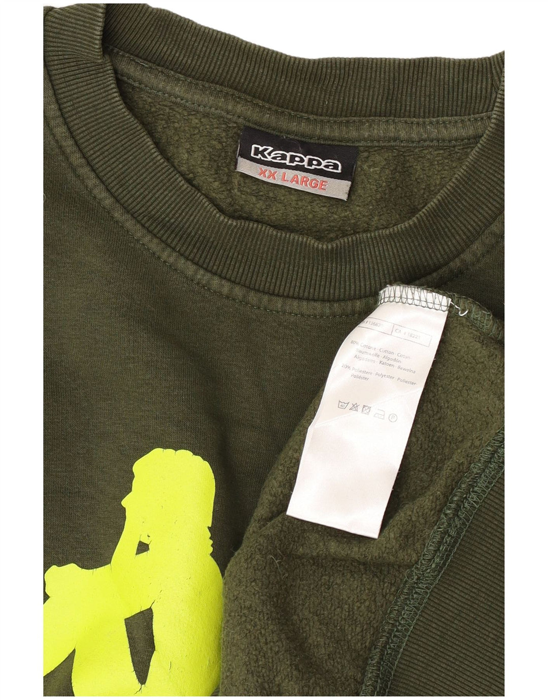 Męski sweter Kappa z grafiką, 2XL, bawełna khaki