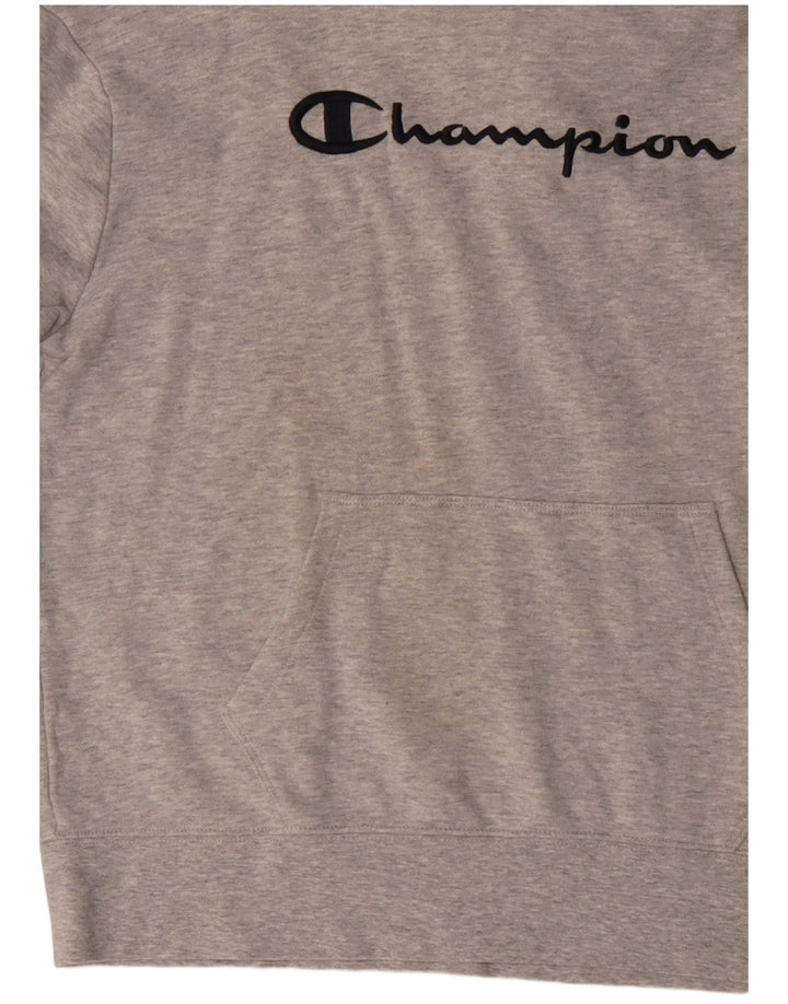 Damski sweter z kapturem i grafiką CHAMPION UK 14 Średnioszary, bawełniany nakrapiany