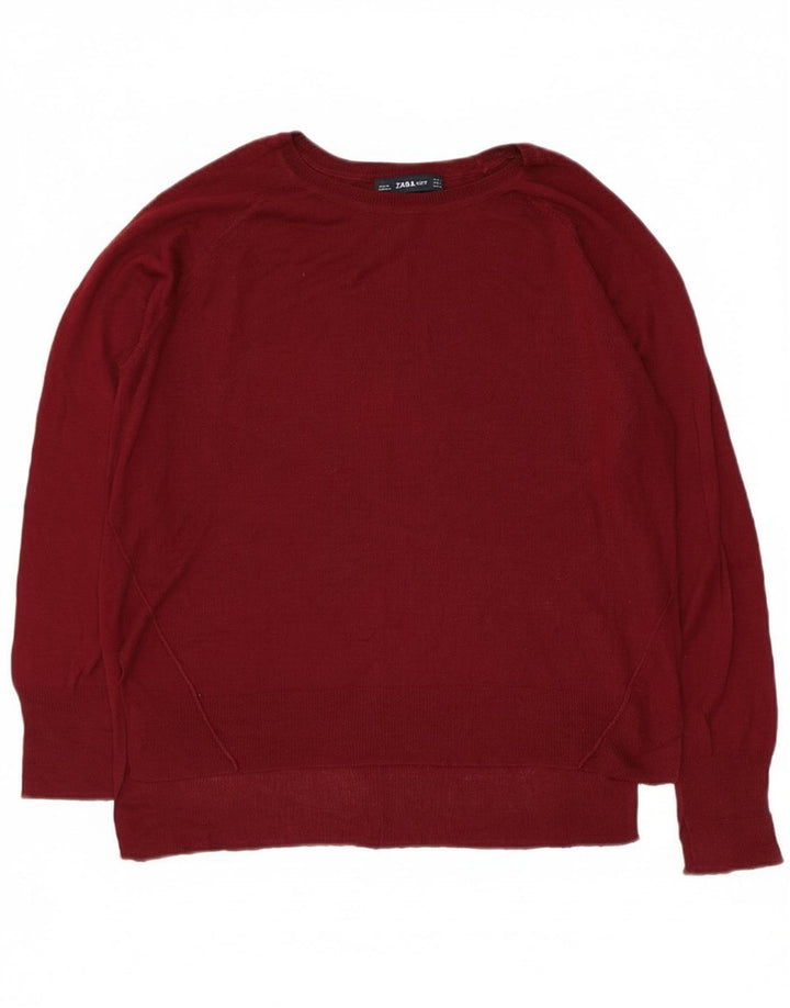 Sweter damski Zara z dekoltem w łódkę UK 14, średni bordowy