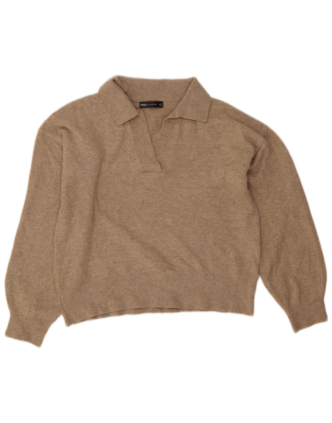 Marks & Spencer Damski sweter z krótkim rękawem, UK 14, średni beż