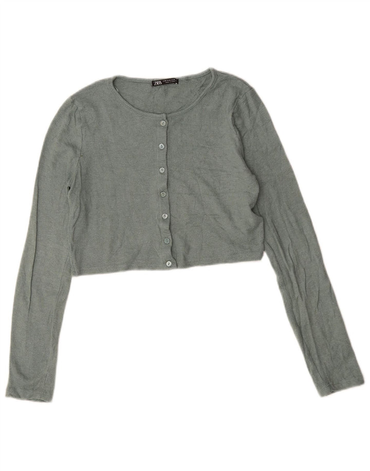 Sweter damski Zara Crop Cardigan UK 12 Średni zielony wiskoza