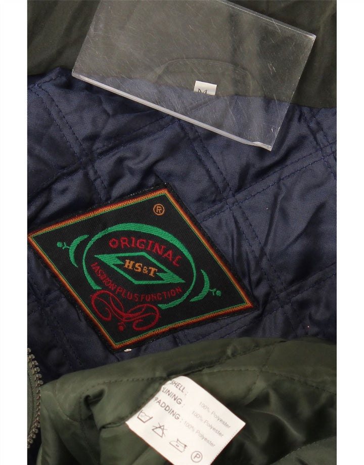 Męska kurtka użytkowa w stylu vintage, o luźnym kroju, UK 38, średni khaki, poliester