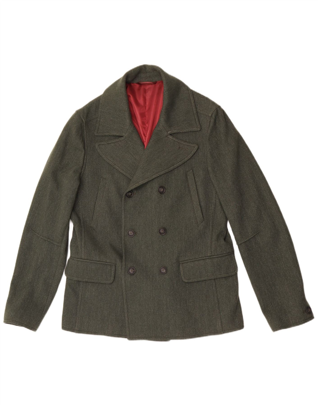 Płaszcz męski Liu Jo w groszki UK 40, duża, zielona wełna w jodełkę