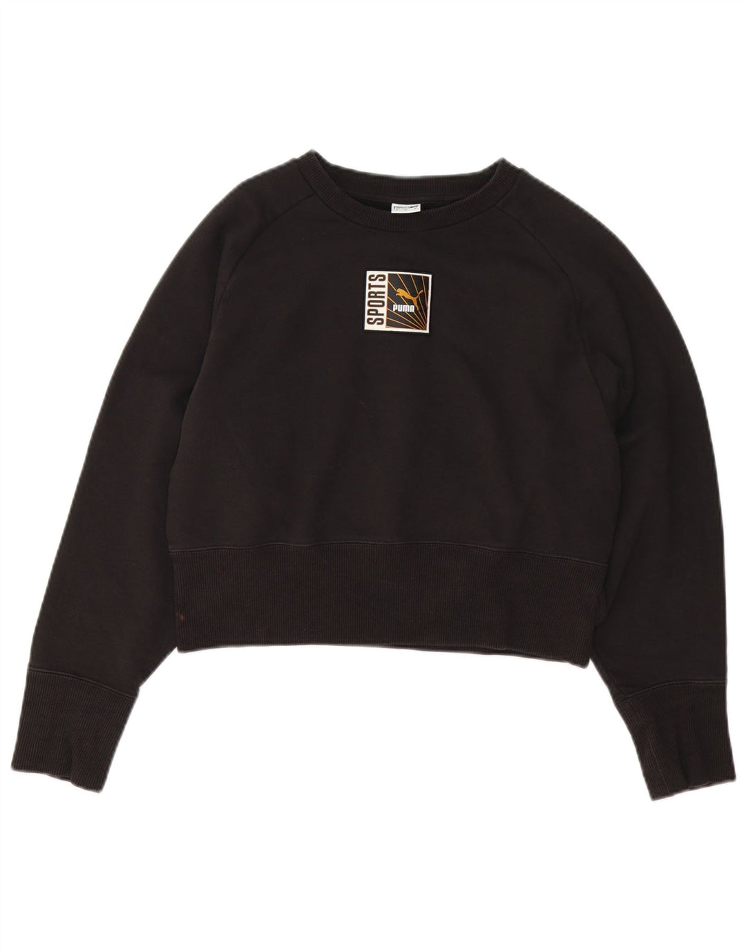 Damska bluza Puma Graphic Crop Jumper UK 14 Średnia czarna bawełna