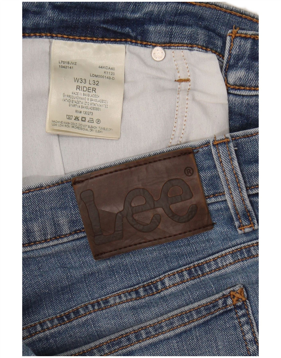 LEE Mens Rider Straight Jeans W33 L28 Blue Cotton
