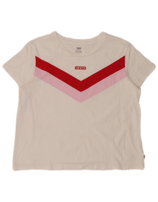 Damska koszulka z grafiką Levi's Top UK 18 XL, biała, z blokami kolorów