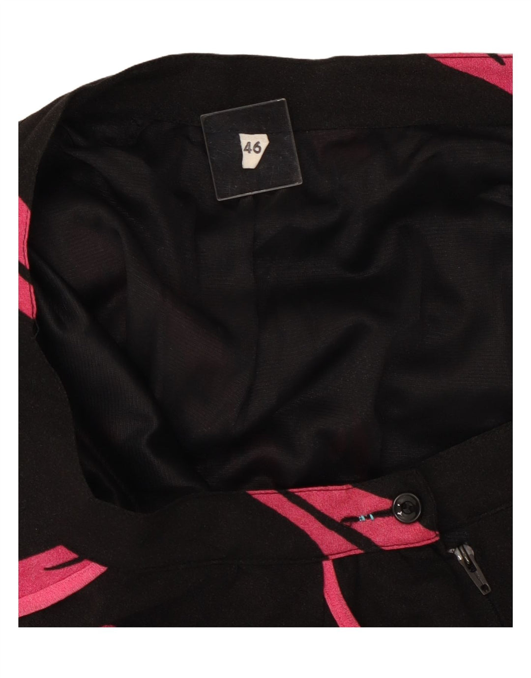 VINTAGE damska spódnica w kształcie litery A w abstrakcyjny wzór IT 46 duża W32 czarna