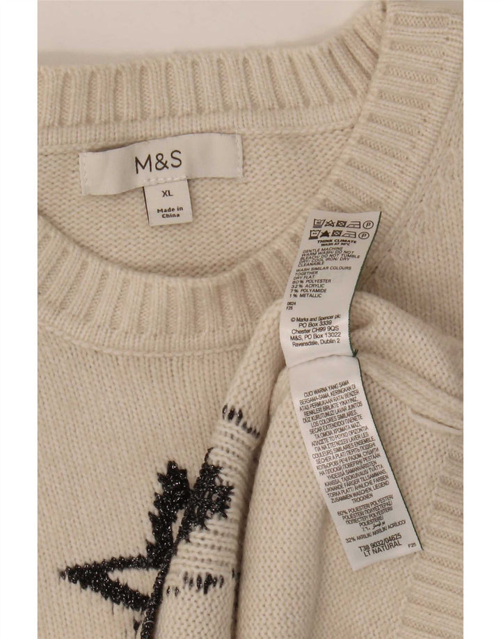 Marks & Spencer Damski sweter z abstrakcyjnym wzorem i okrągłym dekoltem, UK 18 XL B