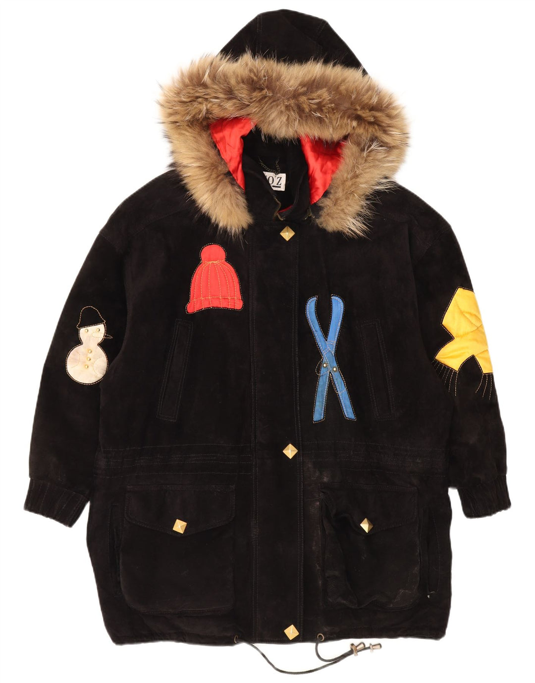 Damski płaszcz wiatrówka DINO'Z oversize z kapturem UK 14, średni czarny