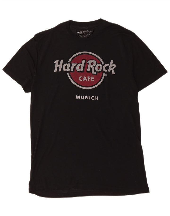 Męski T-shirt z grafiką Hard Rock Cafe Monachium, średni czarny
