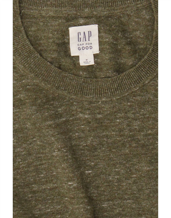 Męski sweter Gap z okrągłym dekoltem, średni khaki, nakrapiany