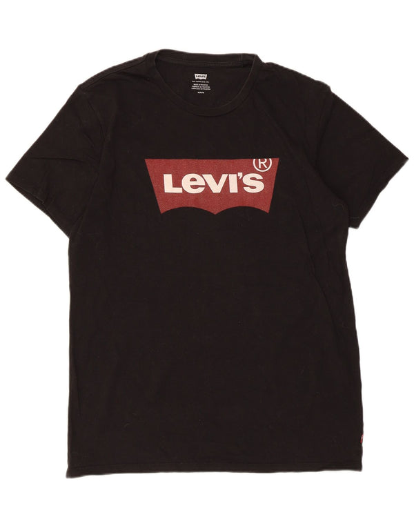 Męska koszulka z grafiką Levi's Top, średnia czarna bawełna