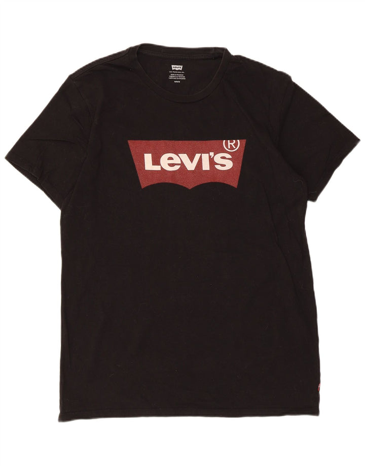 Męska koszulka z grafiką Levi's Top, średnia czarna bawełna
