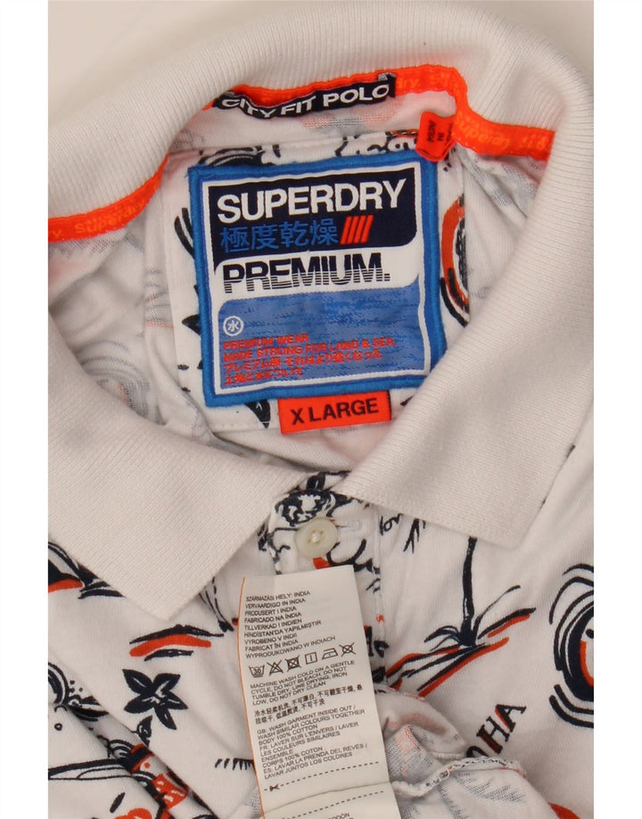Męska hawajska koszulka polo Superdry XL, biała, bawełniana