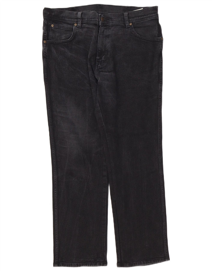 Męskie proste dżinsy Wrangler W36 L30, czarna bawełna