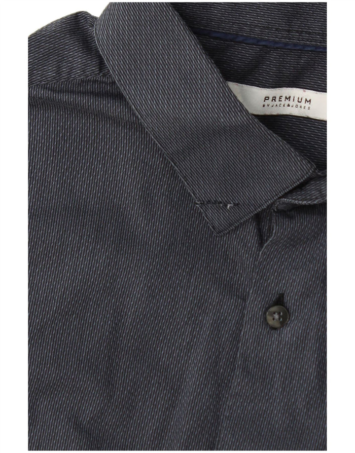 Koszula męska Jack & Jones, rozmiar 42, duża, szara, bawełniana w prążki