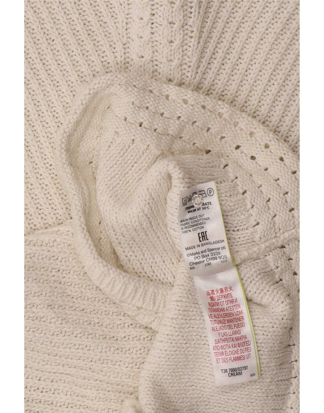 Marks & Spencer Damski sweter z dekoltem w łódkę, UK 14, średni złamanej bieli