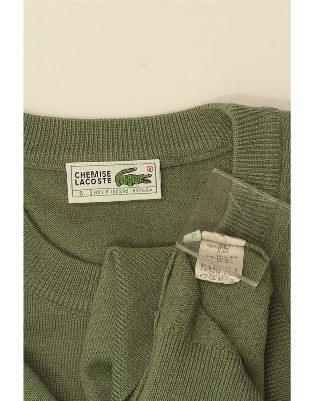 Męski sweter Lacoste z okrągłym dekoltem, rozmiar 6 XL, zielona wełna