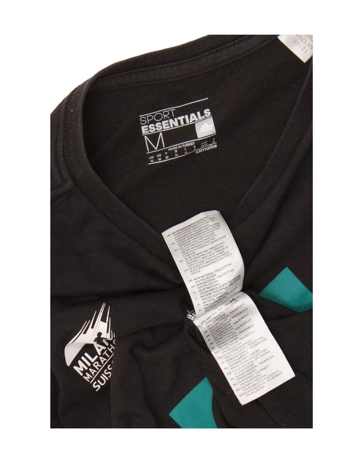 ADIDAS Mens Marathon Graphic T-Shirt Top Medium Black Cotton