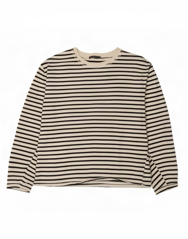Damski top Zara z długim rękawem UK 18 XL w białe paski
