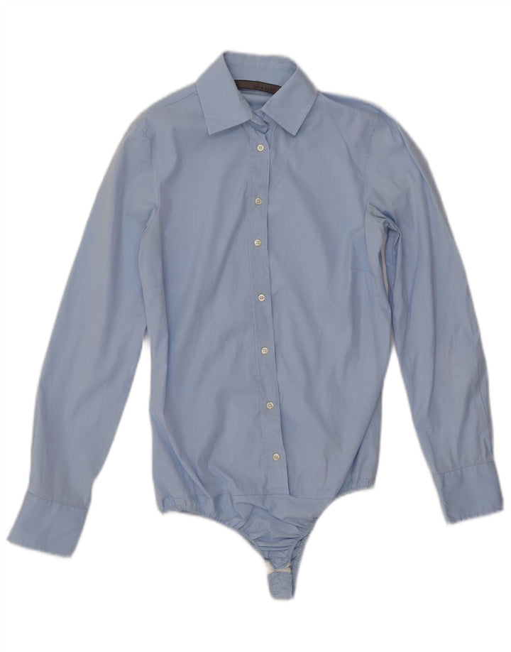 Damskie body z długim rękawem ZARA UK 6 XS, niebieskie, bawełniane