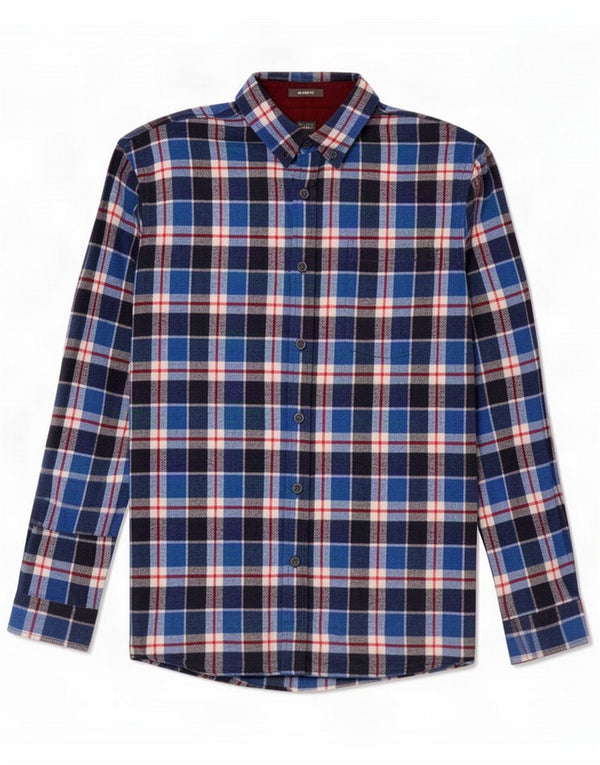 Eddie Bauer Męska koszula flanelowa o swobodnym kroju, średnia niebieska krata, bawełniana