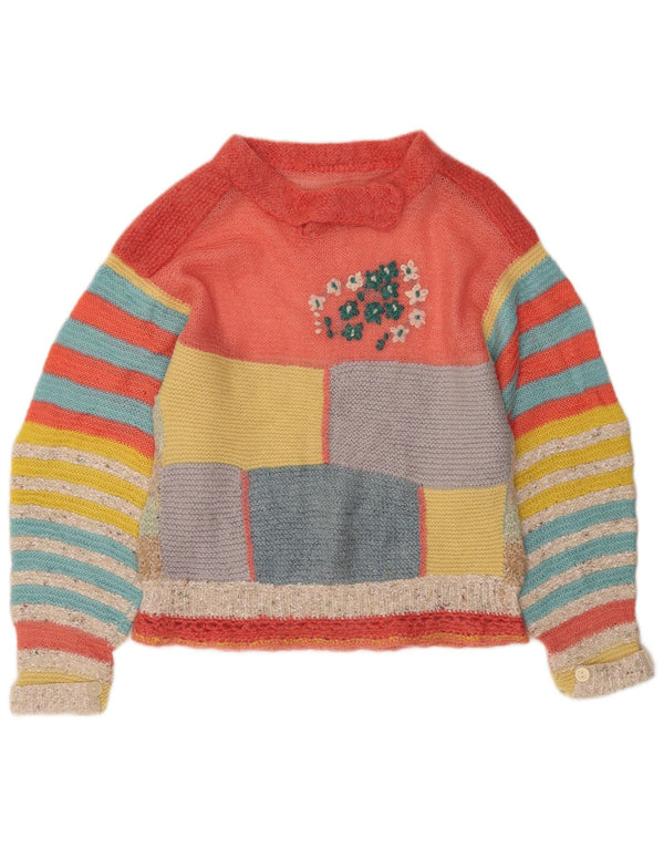 Sweter damski VINTAGE z dekoltem w łódkę UK 14, średni, wielokolorowy