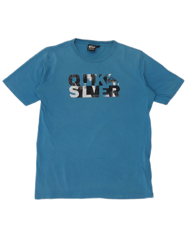 Chłopięcy T-shirt z grafiką QUIKSILVER, 13-14 lat, niebieska bawełna