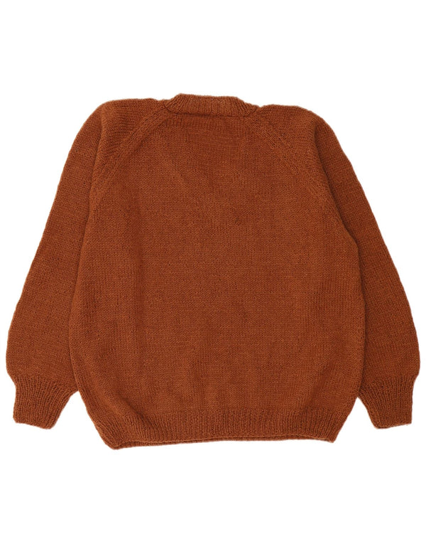 Sweter damski w stylu vintage z dekoltem w kształcie litery V, UK 18 XL, brązowy