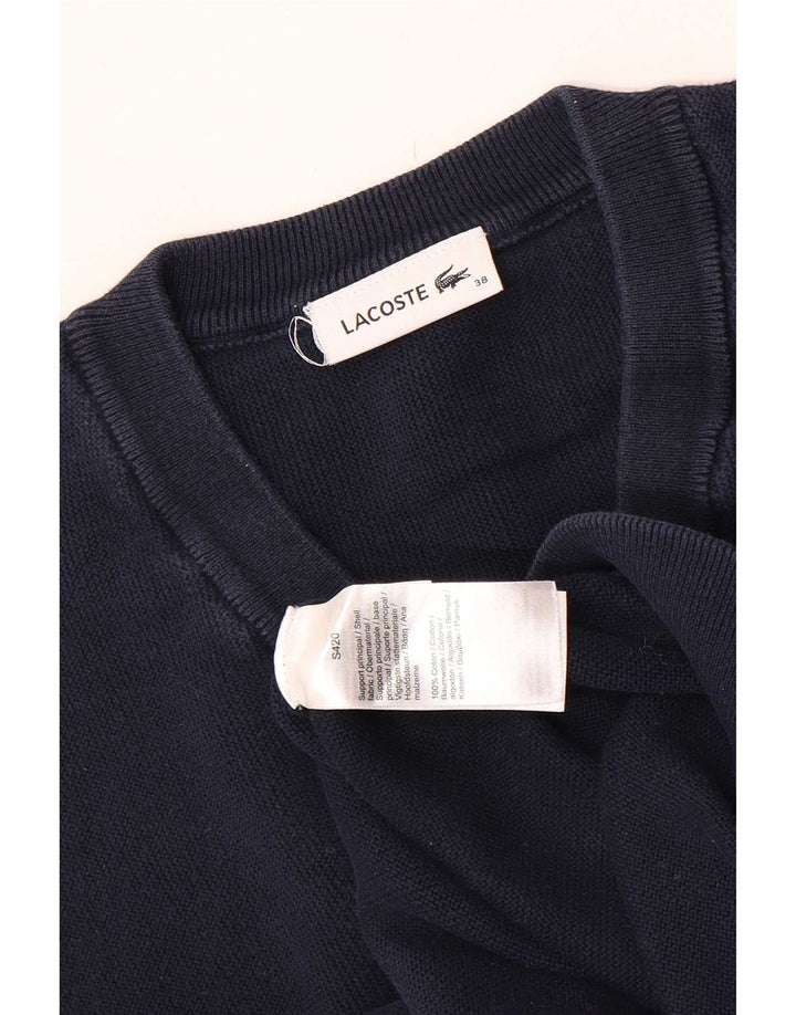 Lacoste Damski sweter z dekoltem w kształcie litery V, rozmiar 38, średni granatowy, bawełniany