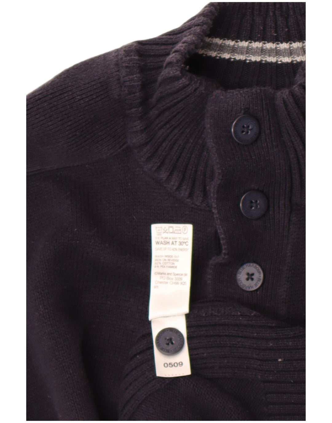 Marks & Spencer Męski sweter zapinany na guziki, duży, granatowy