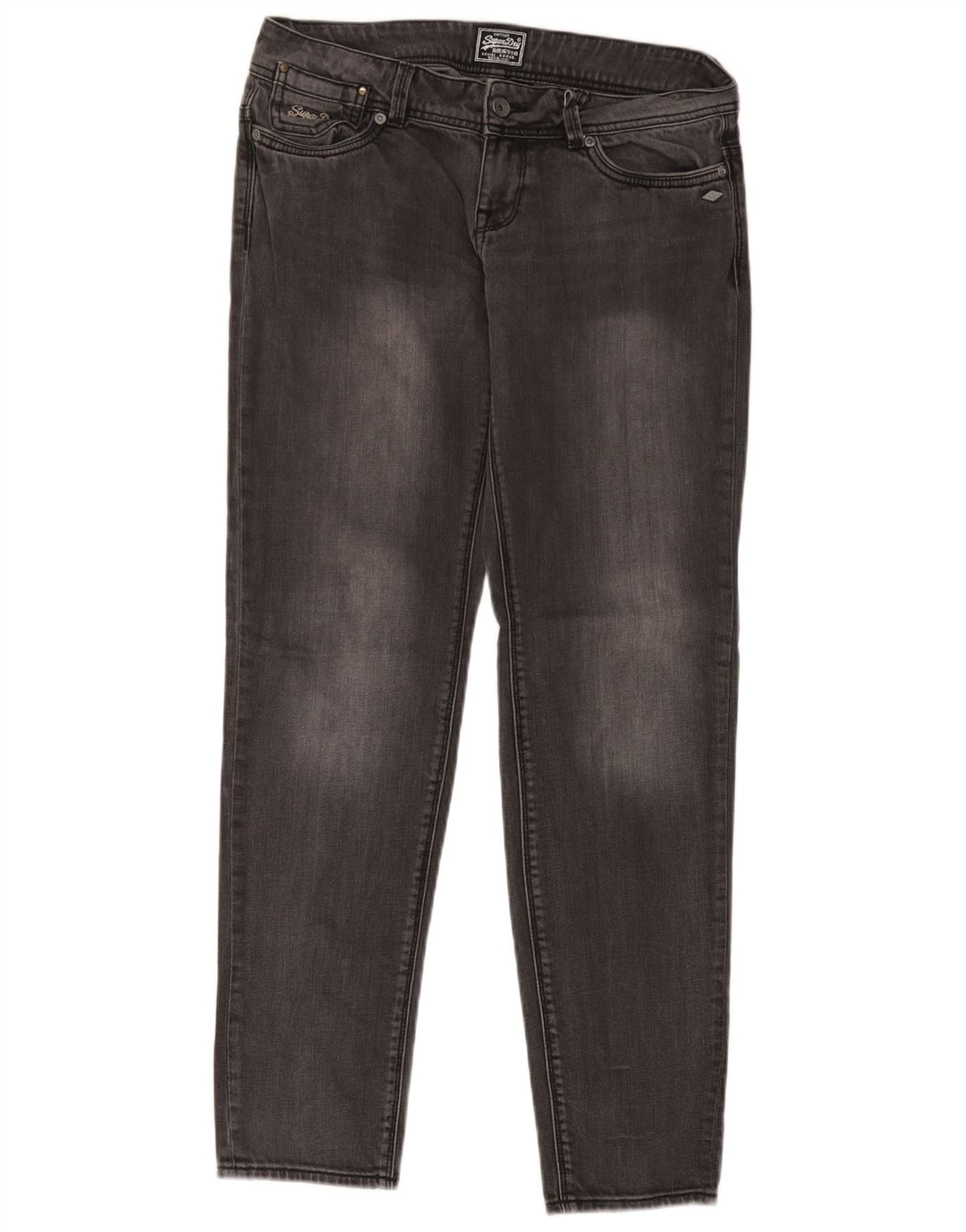 Damskie jeansy Superdry Slim W29 L32 Szara bawełna