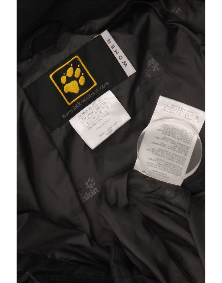 Damski ocieplany płaszcz z kapturem Jack Wolfskin UK 10, mały, czarny poliester