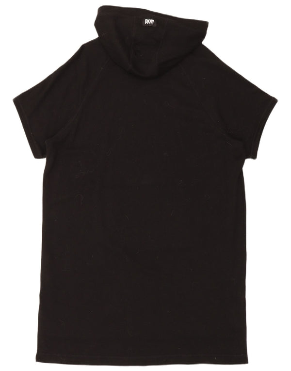 Dkny Damskie graficzne sukienki oversize z kapturem UK 6 XS Czarna bawełna