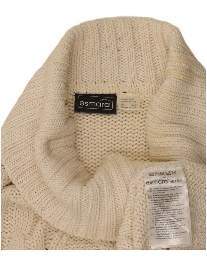Sweter damski ESMARA z wywijanym dekoltem UK 14, średni, złamanej bieli, bawełniany