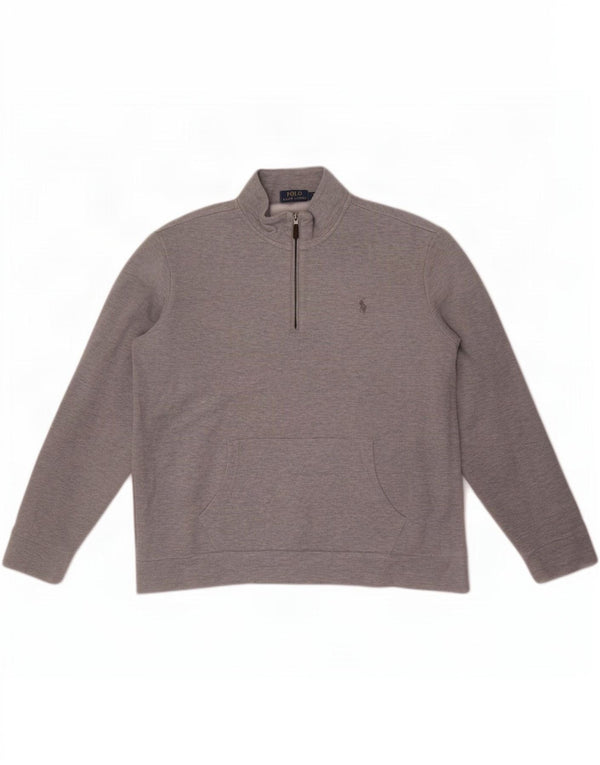 Polo Ralph Lauren Męski sweter z zamkiem błyskawicznym XL, szary, bawełniany