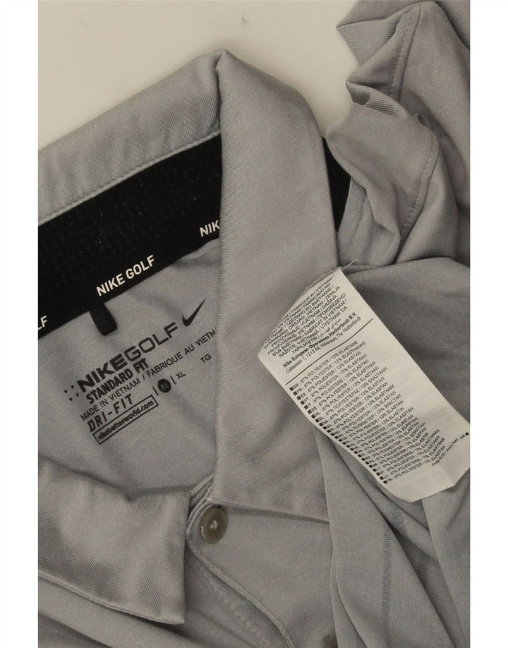 Męska koszulka polo Nike Dri Fit XL, szara, poliestrowa w paski